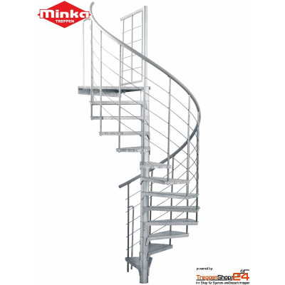 Spindeltreppe Spino Zink Smart Ø 160 cm mit 13...