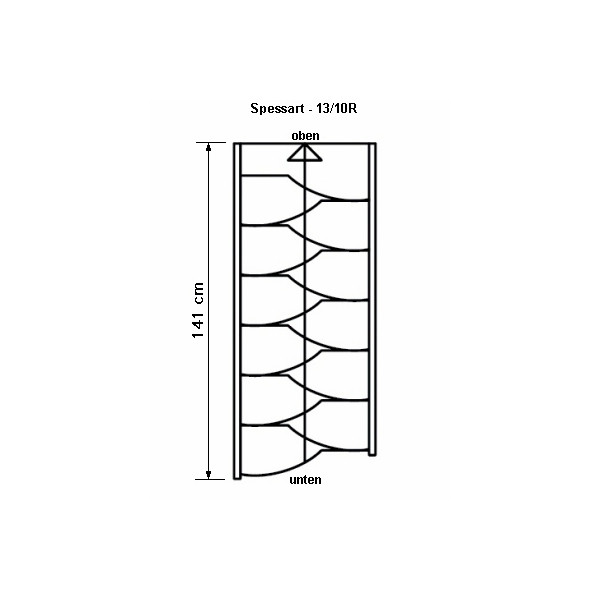 Buche bunt (keilgezinkt) / 13 Steigungen (12 Stufen) / 280 cm / 141 cm