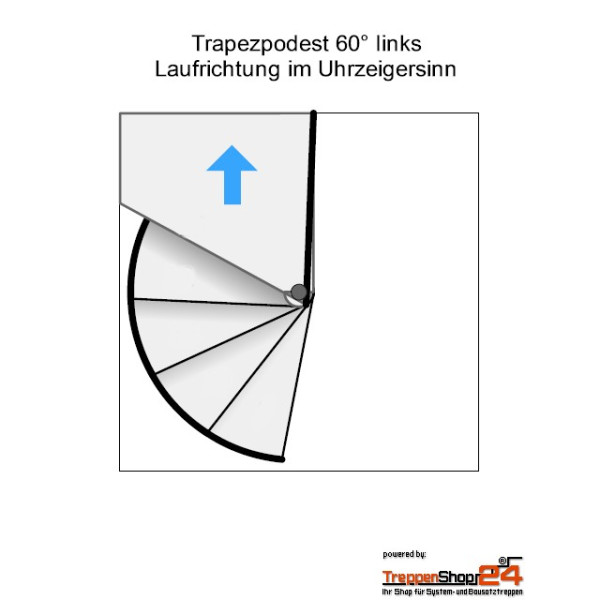 Eckpodest 60° links / im Uhrzeigersinn